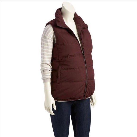 Old Navy Jackets & Blazers - Maternity Quilted Outerwear Vest - Grey/ Burgundy